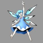  1girl blue_dress blue_eyes blue_hair bow cirno dress ice ice_wings looking_at_viewer solo touhou wings 