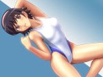  1girl black_hair brown_eyes competition_swimsuit doutanuki hairband kami_nomi_zo_shiru_sekai one-piece_swimsuit short_hair swimsuit takahara_ayumi 