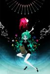 2others black black_background green_hair houseki_no_kuni looking_up multiple_others nona_drops phosphophyllite profile redhead shinsha_(houseki_no_kuni) water