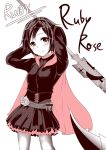  1girl cape pantyhose ruby_rose rwby scythe short_hair skirt weapon 