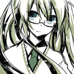  1girl bespectacled glasses hatsune_miku long_hair simple_background solo tamura_hiro vocaloid white_background 