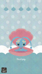  antennae blue_eyes blue_sclera clam_shell colored_sclera full_body highres looking_at_viewer manaphy meme_(sleepsheep) no_humans pokemon pokemon_(creature) pokemon_focus solo yellow_sclera 