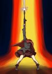  1girl beam_rifle cape energy_gun firing gundam headless last_shooting mobile_suit_gundam nukekubi parody raised_hand sekibanki shoes skirt solo tagme touhou weapon zannen_na_hito 