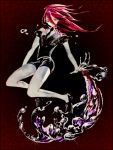 1other floating_hair full_body hair_between_eyes houseki_no_kuni jumping mercury necktie redhead shinsha_(houseki_no_kuni) sirokoro-m solo sparkle traditional_media water watercolor_(medium)