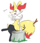  braixen no_humans pokemon pokemon_(creature) pokemon_(game) pokemon_xy yawning yurichu 