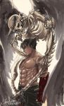  abs chain dark_persona dated demon gauntlets highres horns kazama_jin muscle namco obita pectorals skeleton solo spiky_hair tekken wings 