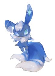  abovesealevel_0 blue_eyes blue_fur blue_sclera colored_sclera full_body furry green_eyes green_sclera highres looking_at_viewer meowstic meowstic_(male) one_eye_closed pokemon pokemon_(creature) pokemon_focus simple_background solo tail white_background white_fur 