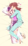  1boy dakimakura_(object) genderswap jojo_no_kimyou_na_bouken kakyouin_noriaki kuujou_joutarou orzwwworz pajamas pillow redhead 