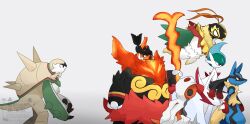  arm_blade bird black_fur blank_eyes blue_fur boar body_fur cape chesnaught claws colored_skin dot_pupils emboar feather-trimmed_capelet fire flaming_weapon gallade gold_mask green_hair hawlucha hidane_(natsume_hdn) highres holding holding_staff lizard lucario luchador luchador_mask mask mega_emboar mega_gallade mega_hawlucha mega_lucario mega_pokemon mega_scrafty mohawk multicolored_fur nostrils orange_fur orange_skin pants pokemon pokemon_(creature) red_eyes red_fur red_hair sagging_pants scrafty shedding shedding_skin spiked_shell spikes staff tail torn_clothes torn_hood torn_pants tusks v-shaped_eyes weapon white_cape white_fur white_hood white_pants white_skin wing_cape yellow_claws yellow_fur 