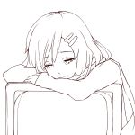  1girl character_request commentary_request kagerou_project lineart monochrome negoto solo tears 