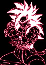  1boy a3rudbzeno absurdres black_hair blue_sash body_fur dougi dragon_ball dragon_ball_gt hashtag-only_commentary highres long_hair looking_at_viewer male_focus monkey_boy monkey_tail muscular muscular_male pants pectorals red_fur saiyan sash solo son_goku spiky_hair super_saiyan super_saiyan_4 tail yellow_pants 