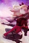  1girl ass_cutout blonde_hair blue_eyes fate/extra fate_(series) highres long_hair pomero solo thigh-highs toosaka_rin 