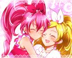  2girls ^_^ blonde_hair blush choker closed_eyes cure_melody cure_rhythm earrings hairband happy heart houjou_hibiki jewelry kagami_chihiro long_hair magical_girl minamino_kanade multiple_girls open_mouth pink_hair ponytail precure smile suite_precure twintails 