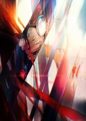  1boy archer_(fate) fate/stay_night fate_(series) highres holding holding_sword holding_weapon kanshou_&amp;_bakuya_(fate) mirror multiple_swords multiple_weapons reflection scenery sksk_sn09 solo sword weapon 