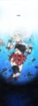  1girl blush breasts english hairband highres japanese_clothes kantai_collection large_breasts long_hair muneate personification ragho_no_erika shoukaku_(kantai_collection) silver_hair sinking skirt smile solo thighhighs torn_clothes underwater 