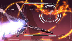  2girls aris_(blue_archive) aris_(mecha_suit)_(blue_archive) armored_core blue_archive building cloak colored_skin commentary_request dress electricity english_text flying from_behind hair_over_one_eye halo hat highres large_hat light_particles long_hair malkuth_(blue_archive) mecha_musume mecha_pilot_suit mechanical_legs mechanical_wings miaki_(mi_autumn39) multiple_girls official_alternate_costume red_sky sky sparkle spoilers symbol-shaped_pupils thighs user_interface white_cloak white_dress white_hair white_hat white_skin wings x-shaped_pupils yellow_eyes 