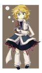  1girl ane arm_warmers blonde_hair finger_to_mouth green_eyes leg_warmers mizuhashi_parsee scarf short_hair solo touhou 