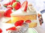  cake dessert food fruit icing layer_cake nagi_sakura no_humans original photorealistic serving_spatula spatula sponge_cake strawberry strawberry_shortcake whipped_cream 