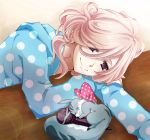  1boy asahina_louis blonde_hair brothers_conflict brown_eyes hair_over_one_eye highres hoodie iroha_(hime0x0) juli_(brothers_conflict) long_hair microphone smile squirrel 