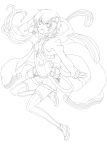  1girl absurdres animal_ears headphones highres hooded_jacket jacket lineart long_hair looking_at_viewer monochrome open_mouth solo thigh-highs twintails uruhara_ryuuku vocaloid yuzuki_yukari zettai_ryouiki 