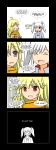  4koma blonde_hair comic english highres long_hair lunarisaileron red_eyes rwby surprised tears twintails violet_eyes weiss_schnee white_hair yang_xiao_long 