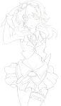  1girl absurdres bare_shoulders goggles goggles_on_head gumi headset highres lineart monochrome smile solo thigh_strap uruhara_ryuuku vocaloid wrist_cuffs 