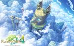  2013 blue_sky clouds copyright_name english fox from_above glowing highres ladder logo multiple_tails no_humans official_art pillar rune_factory rune_factory_4 runes scenery sky statue tail wallpaper watermark 