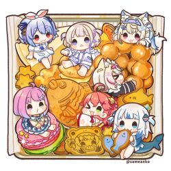  >_< >_o :3 :d ahoge animal_ear_fluff animal_ears bandaid bandaid_hair_ornament bell blonde_hair blue_eyes blue_hair blush_stickers candy_hair_ornament cheesecake chibi chibi_only commentary cream_puff crown dog_ears dog_girl dog_tail doughnut eating fins fish_tail food food-themed_hair_ornament fuwawa_abyssgard fuwawa_abyssgard_(1st_costume) gawr_gura gawr_gura_(1st_costume) gradient_hair green_eyes hair_bell hair_ornament hairclip hashtag-only_commentary heterochromia himemori_luna himemori_luna_(sundress) hololive hololive_dev_is hololive_english in_food jingle_bell macaron mini_crown mini_person minigirl mococo_abyssgard mococo_abyssgard_(1st_costume) multicolored_hair o3o official_alternate_costume one_eye_closed open_mouth pink_eyes pink_hair pon_de_ring red_eyes red_hair sakura_miko sakura_miko_(1st_costume) same_anko shark_hair_ornament shark_tail smile sparkle streaked_hair symbol-only_commentary tail taiyaki todoroki_hajime todoroki_hajime_(1st_costume) triangle_mouth two-tone_hair two_side_up usada_pekora usada_pekora_(casual) violet_eyes virtual_youtuber wagashi white_hair 