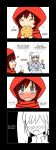  2girls 4koma blush child comic cookie dress eating english food highres hood long_hair lunarisaileron multiple_girls redhead ruby_rose rwby short_hair tears weiss_schnee white_hair 