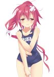  1girl bandages i-168_(kantai_collection) kantai_collection long_hair narumi_midori personification ponytail pout red_eyes redhead school_swimsuit swimsuit torn_clothes 
