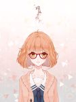  bob cute glasses kawaii kuriyama_mirai kyoto_animation kyoukai_no_kanata moochirin red-framed_glasses school_uniform short_hair solo 