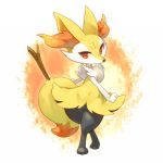  blush braixen crossed_legs fox fur mizuki_kotora no_humans pokemon pokemon_(game) pokemon_xy sitting stick 