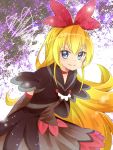  1girl arms_behind_back blonde_hair blue_eyes blush dokidoki!_precure hairband haori_(ki-na-ri) long_hair precure red_ribbon regina_(dokidoki!_precure) ribbon smile solo 