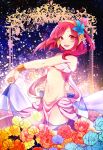  1girl bracelet breasts flower hair_flower hair_ornament iori-amu jewelry looking_at_viewer magi_the_labyrinth_of_magic morgiana navel pink_hair red_eyes short_hair side_ponytail solo underboob 