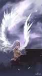  1girl angel_beats! artist_name blazer highres instrument long_hair piano school_uniform silver_hair solo swd3e2 tachibana_kanade white_wings wings yellow_eyes 
