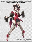  1girl bob_cut breasts cleavage concept_art demon_girl flower gothic_lolita horns juliet_sleeves lolita_fashion long_sleeves namco original puffy_sleeves rose short_hair skirt solo tekken twitter vampire vines 