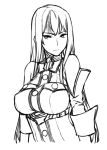  1girl 92m bangs bare_shoulders breasts bust large_breasts long_hair monochrome rough selvaria_bles senjou_no_valkyria solo uniform very_long_hair 