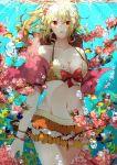  1girl absurdres bikini_top breasts bubble fish flower highres hoodie kagerou_project kisaragi_momo midriff navel red_eyes side_ponytail swimsuit underwater yuki_(t128) 