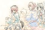  kaenbyou_rin komeiji_koishi komeiji_satori oekaki pack_of_dogs petting puppy reiuji_utsuho sakuraba_yuuki touhou 