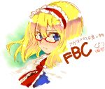  bespectacled blonde_hair blue_eyes bust fbc glasses hairband lowres solo touhou 