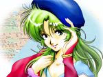  blue_eyes green_hair hat lipstick long_hair map megazone_23 smile tokimatsuri_eve 