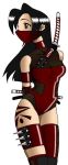  black_hair brown_eyes female katana ninja red sword 