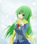  green_hair highres higurashi_no_naku_koro_ni long_hair nemu_(nebusokugimi) scarf snow sonozaki_shion 