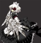  apron blindfold dress futaba_channel maid maid_headdress monster_girl nijiura_maids short_hair solo white_hair wings yabai 