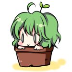  chibi green_hair in_container kazami_yuuka lowres mokku plant potted_plant smile sprout sprout_on_head touhou |_| 