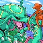  deoxys fighting open_mouth pokemon rayquaza 