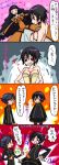   2boys 4koma black_eyes black_hair blue_hair breasts code_geass comic dress closed_eyes fat garter_belt garters genderswap heart lelouch_lamperouge long_hair luluko marianne_vi_britannia nude pout rivalz_cardemonde violet_eyes  