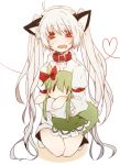  bad_id blush bottomless cat_ears collar ex-keine ex_keine fujisaki_miyabi fujiwara_no_mokou green_hair horns kamishirasawa_keine kneeling long_hair red_eyes silver_hair tail tears touhou twintails |_| 