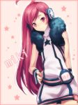  android belt dress earmuffs gloves headphones hikari_no long_hair miki_(vocaloid) red_eyes red_hair redhead robot_joints sf-a2_miki smile solo star stole striped vocaloid wrist_cuffs 