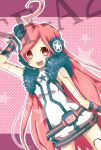  bad_id belt blush dress earmuffs gloves headphones headset long_hair miki_(vocaloid) mokorobi red_eyes red_hair redhead sf-a2_miki solo star striped striped_gloves very_long_hair vocaloid wrist_cuffs 